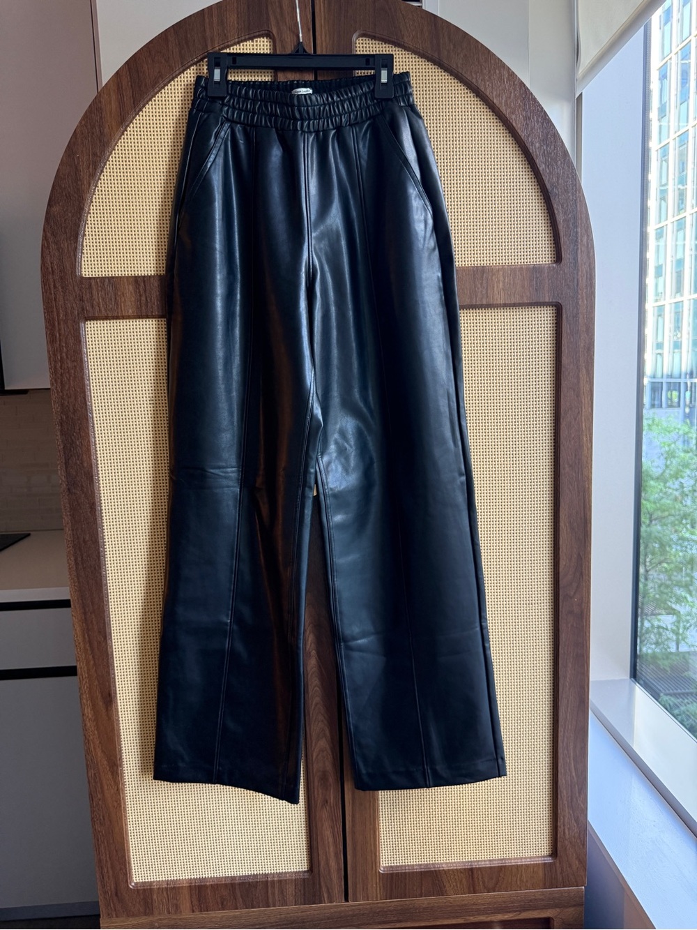 Abercrombie & Fitch XS Black Faux Leather Wide-Leg Pants NWT!